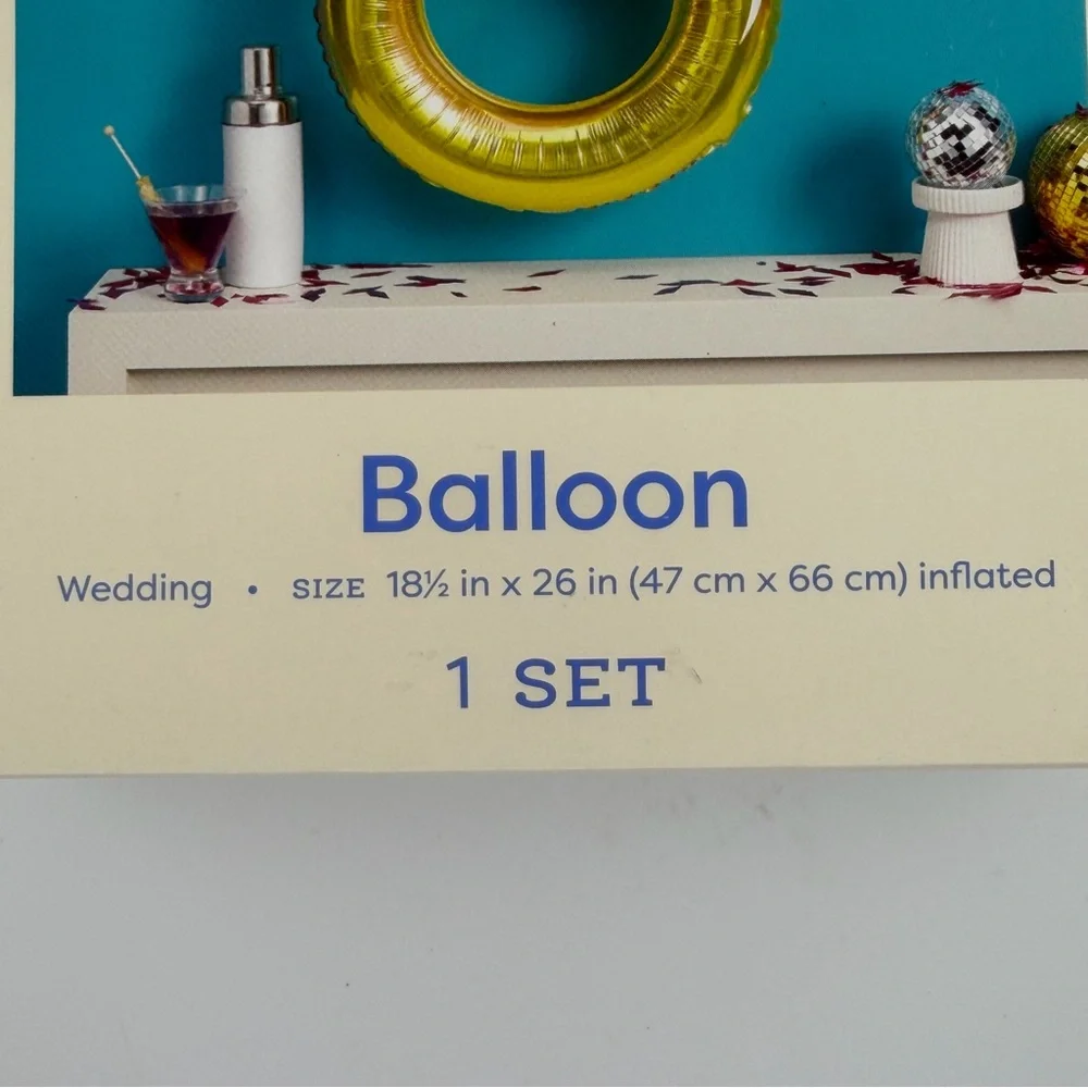 Spritz Gold Diamond Ring Foil Balloon Set of 2